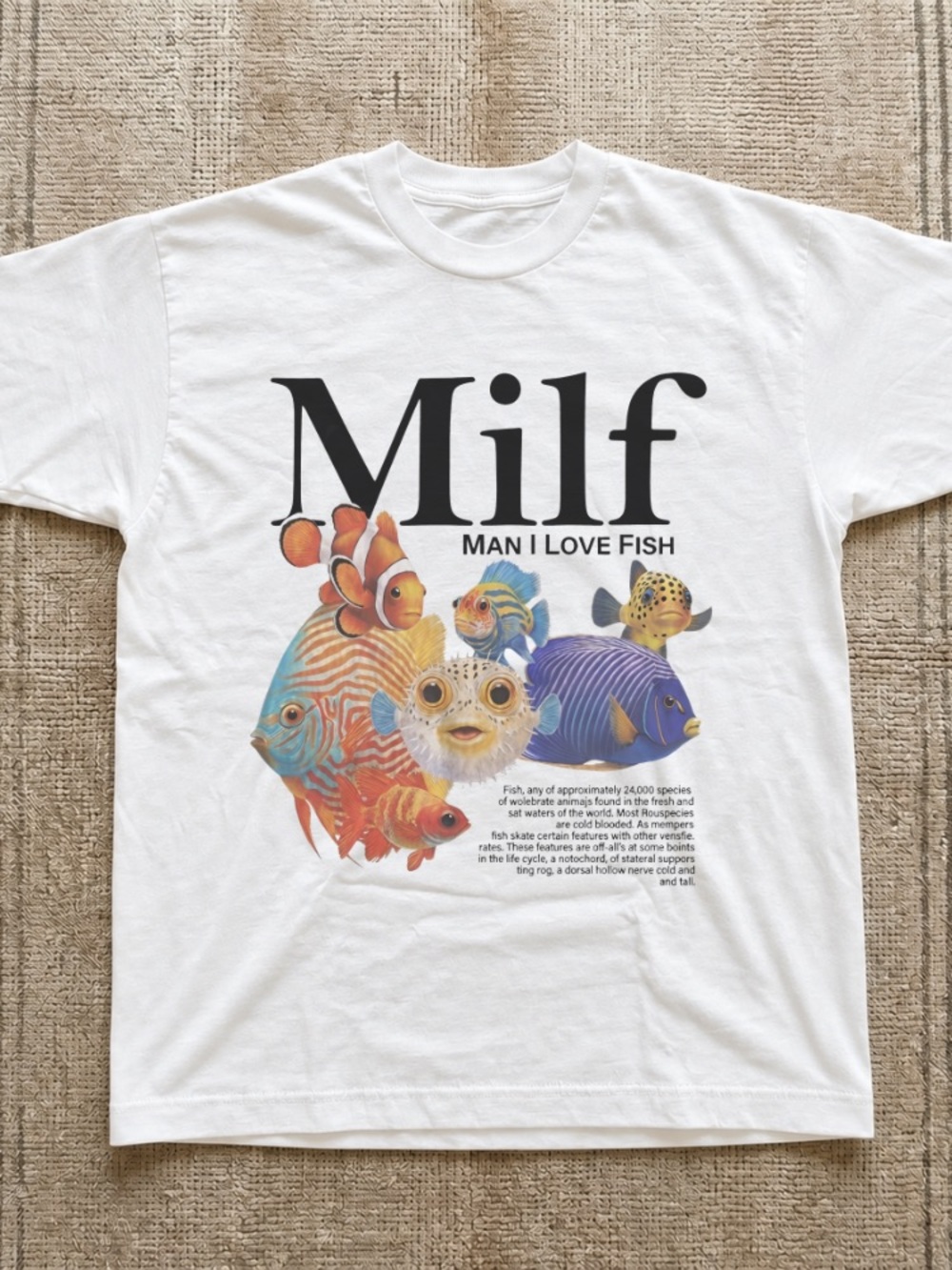 Milf (Man I Love Fish) White Graphic T-Shirt